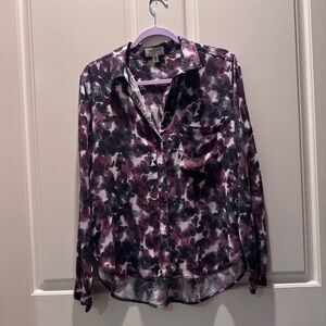 Anthropologie Purple Multi Floral Button-Down Shirt